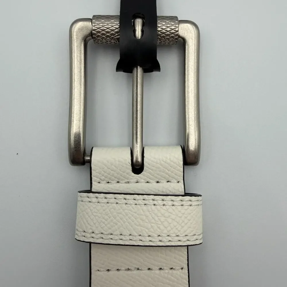 Callaway Golf Belt Mens Size 44 White Textured Faux Leather Silver Buckle NWT